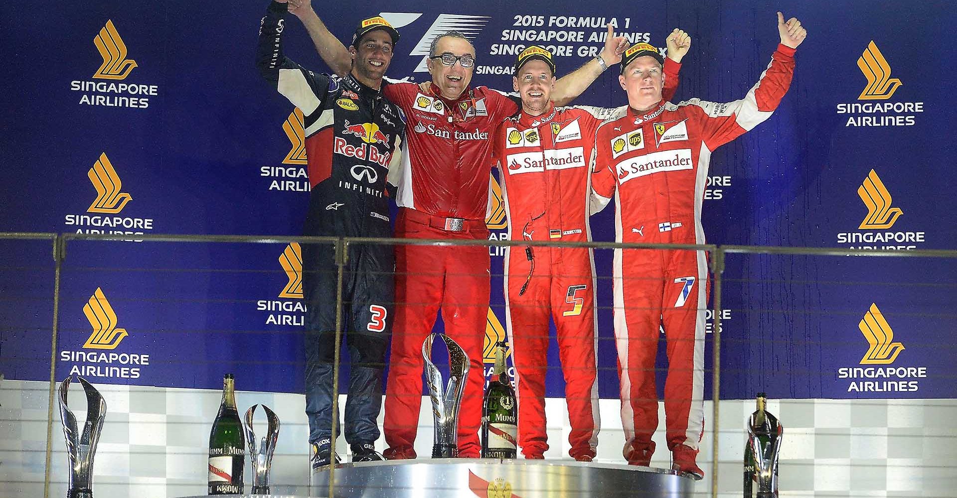 GP SINGAPORE F1 2015 - ©FOTO STUDIO COLOMBO, Daniel Ricciardo, Modeste Menabue, Sebastian Vettel, Kimi Räikkönen