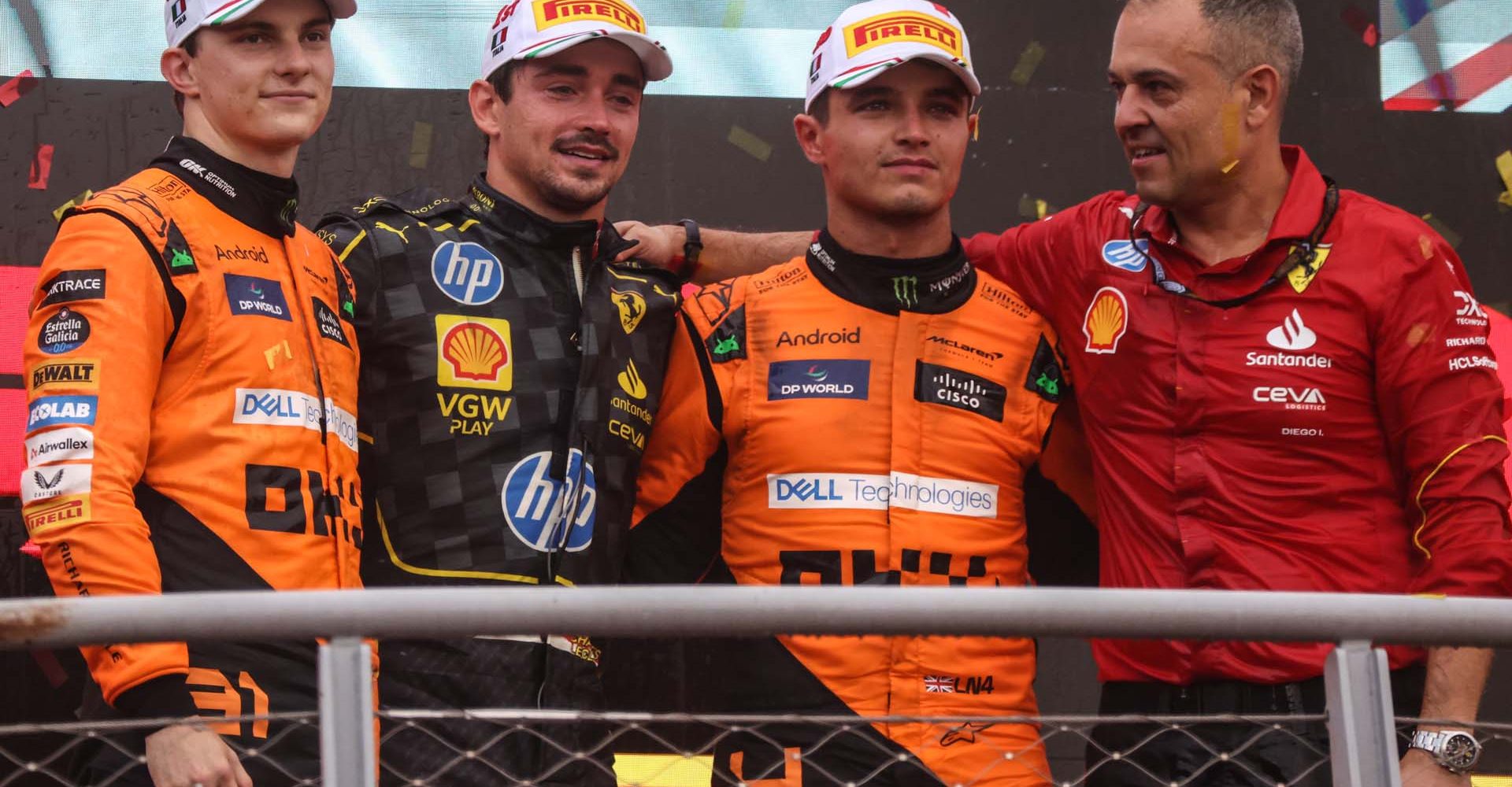 Oscar Piastri, Charles Leclerc, Lando Norris, Diego Ioverno