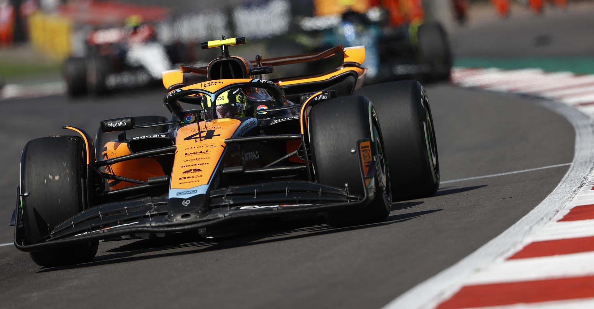 AUTODROMO HERMANOS RODRIGUEZ, MEXICO - OCTOBER 29: Lando Norris, McLaren MCL60 during the Mexico City GP at Autodromo Hermanos Rodriguez on Sunday October 29, 2023 in Mexico City, Mexico. (Photo by Andy Hone / LAT Images)