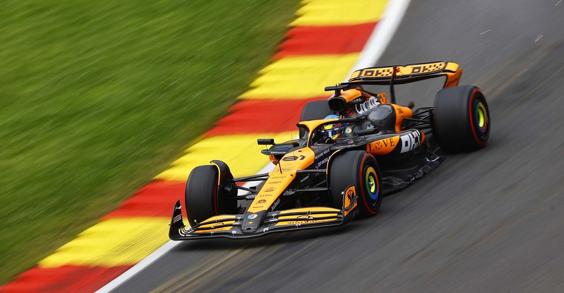 CIRCUIT DE SPA FRANCORCHAMPS, BELGIUM - JULY 26: Oscar Piastri, McLaren MCL38 during the Belgian GP at Circuit de Spa Francorchamps on Friday July 26, 2024 in Spa, Belgium. (Photo by Andy Hone / LAT Images)