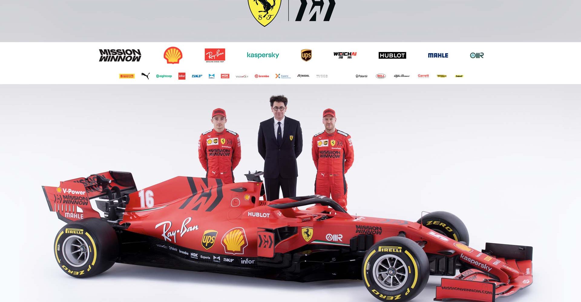 Charles Leclerc Sebastian Vettel Mattia Binotto, Ferrari SF1000 launch studio