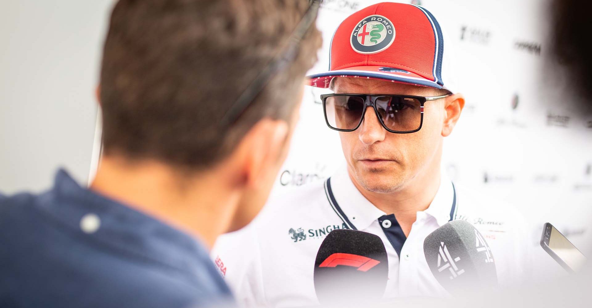 TV  Media RAIKKONEN Räikkönen Kimi (fin), Alfa Romeo Racing C38, portrait during the 2019 Formula One World Championship, Grand Prix of England from july 11 to 14,  in Silverstone, Great Britain - Photo Antonin Vincent / DPPI