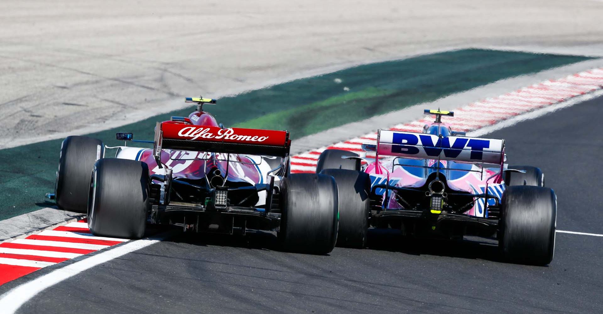 99 GIOVINAZZI Antonio (ita), Alfa Romeo Racing C38, 18 STROLL Lance (can), SportPesa Racing Point F1 RP19, action during the 2019 Formula One World Championship, Grand Prix of Hungary from august 1 to 4, Hungaroring, Budapest - Photo Florent Gooden / DPPI