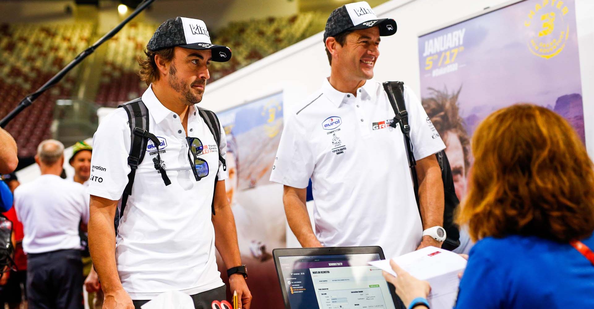 Alonso Fernando (esp), Toyota Gazoo Ragin, Auto, Car, Coma Marc (esp), Toyota Hilux, Toyota Gazoo Ragin, Auto, Car, portrait during the Dakar 2020's Administrative and Technical scrutineering in Jeddah, Saudi Arabia from January 2 to 4, 2020 - Photo Julien Delfosse / DPPI