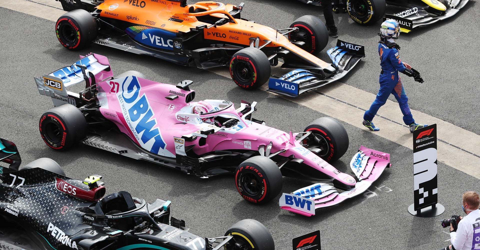 Lando Norris, McLaren, in Parc Ferme after Qualifying