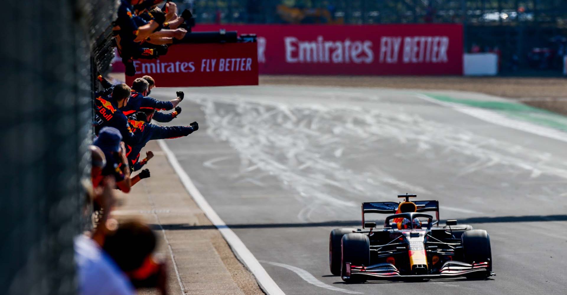 NORTHAMPTON, ENGLAND - AUGUST 09: Max Verstappen of Red Bull Racing and The Netherlands wins the F1 70th Anniversary Grand Prix at Silverstone on August 09, 2020 in Northampton, England. (Photo by Peter Fox/Getty Images)