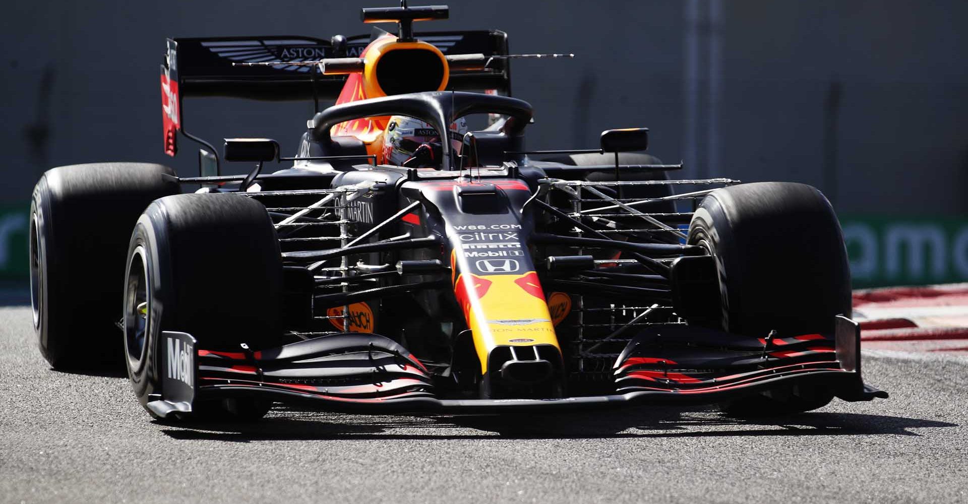 ABU DHABI, UNITED ARAB EMIRATES - DECEMBER 11: Max Verstappen of the Netherlands driving the (33) Aston Martin Red Bull Racing RB16 on track during practice ahead of the F1 Grand Prix of Abu Dhabi at Yas Marina Circuit on December 11, 2020 in Abu Dhabi, United Arab Emirates. (Photo by Hamad I Mohammed - Pool/Getty Images)