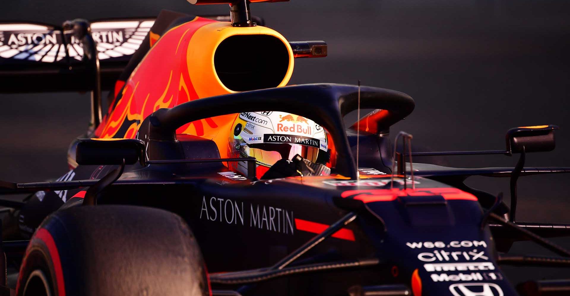 ABU DHABI, UNITED ARAB EMIRATES - DECEMBER 12: Max Verstappen of the Netherlands driving the (33) Aston Martin Red Bull Racing RB16 on track during final practice ahead of the F1 Grand Prix of Abu Dhabi at Yas Marina Circuit on December 12, 2020 in Abu Dhabi, United Arab Emirates. (Photo by Giuseppe Cacace - Pool/Getty Images)