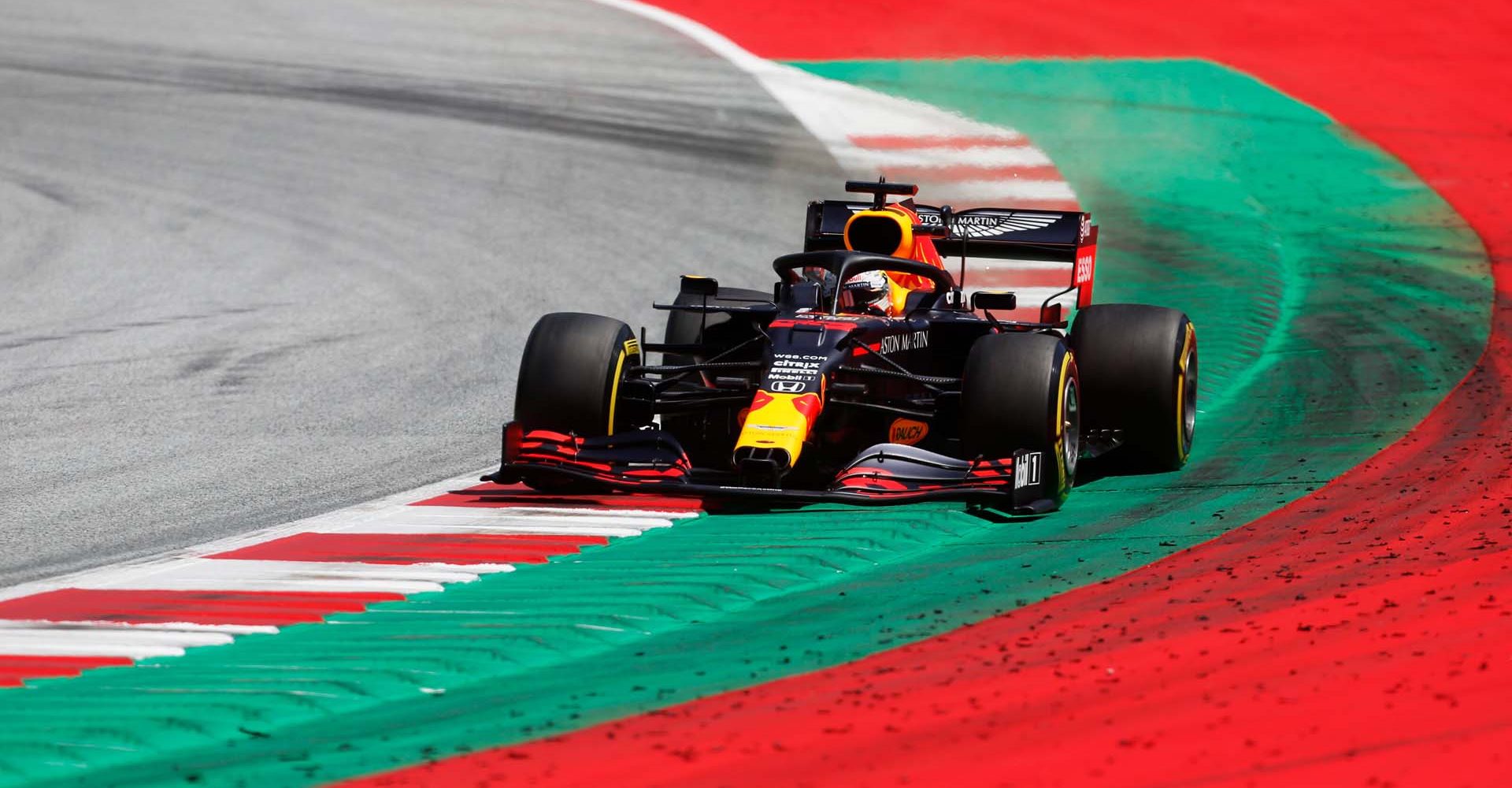 SPIELBERG, AUSTRIA - JULY 04: Max Verstappen of the Netherlands driving the (33) Aston Martin Red Bull Racing RB16 on track during final practice for the Formula One Grand Prix of Austria at Red Bull Ring on July 04, 2020 in Spielberg, Austria. (Photo Darko Bandic/Pool via Getty Images) // Getty Images / Red Bull Content Pool  // AP-24HB2FK6S2111 // Usage for editorial use only //