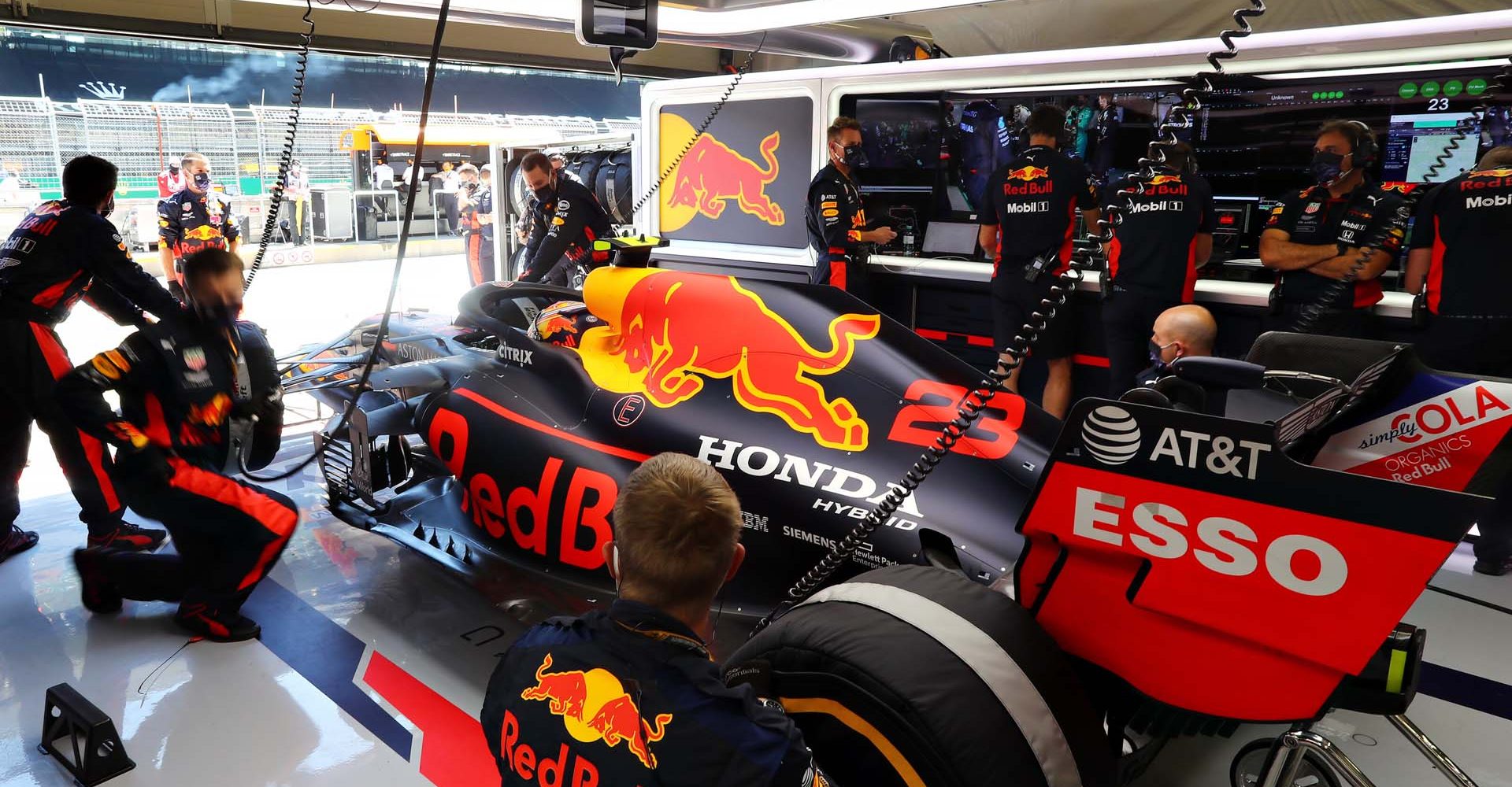 SPIELBERG, AUSTRIA - JULY 05: Alexander Albon of Thailand and Red Bull Racing prepares to drive in the garage before the Formula One Grand Prix of Austria at Red Bull Ring on July 05, 2020 in Spielberg, Austria. (Photo by Getty Images/Getty Images) // Getty Images / Red Bull Content Pool  // AP-24HRKEAZD2111 // Usage for editorial use only //