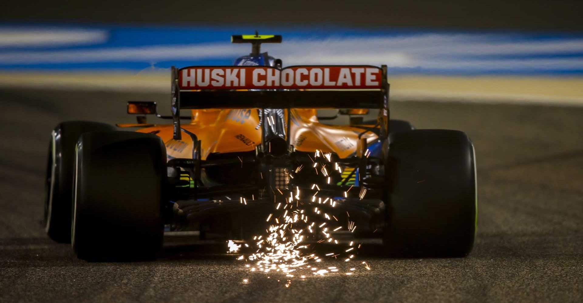 Sparks kick up from Lando Norris, McLaren MCL35