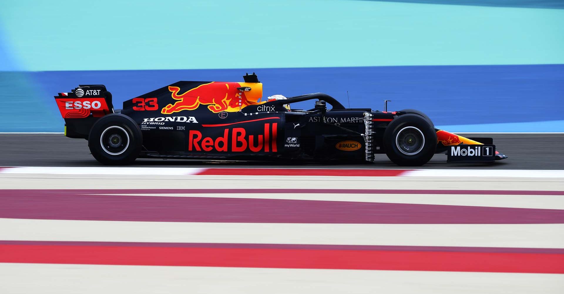 BAHRAIN, BAHRAIN - NOVEMBER 27: Max Verstappen of the Netherlands driving the (33) Aston Martin Red Bull Racing RB16 on track during practice ahead of the F1 Grand Prix of Bahrain at Bahrain International Circuit on November 27, 2020 in Bahrain, Bahrain. (Photo by Rudy Carezzevoli/Getty Images)