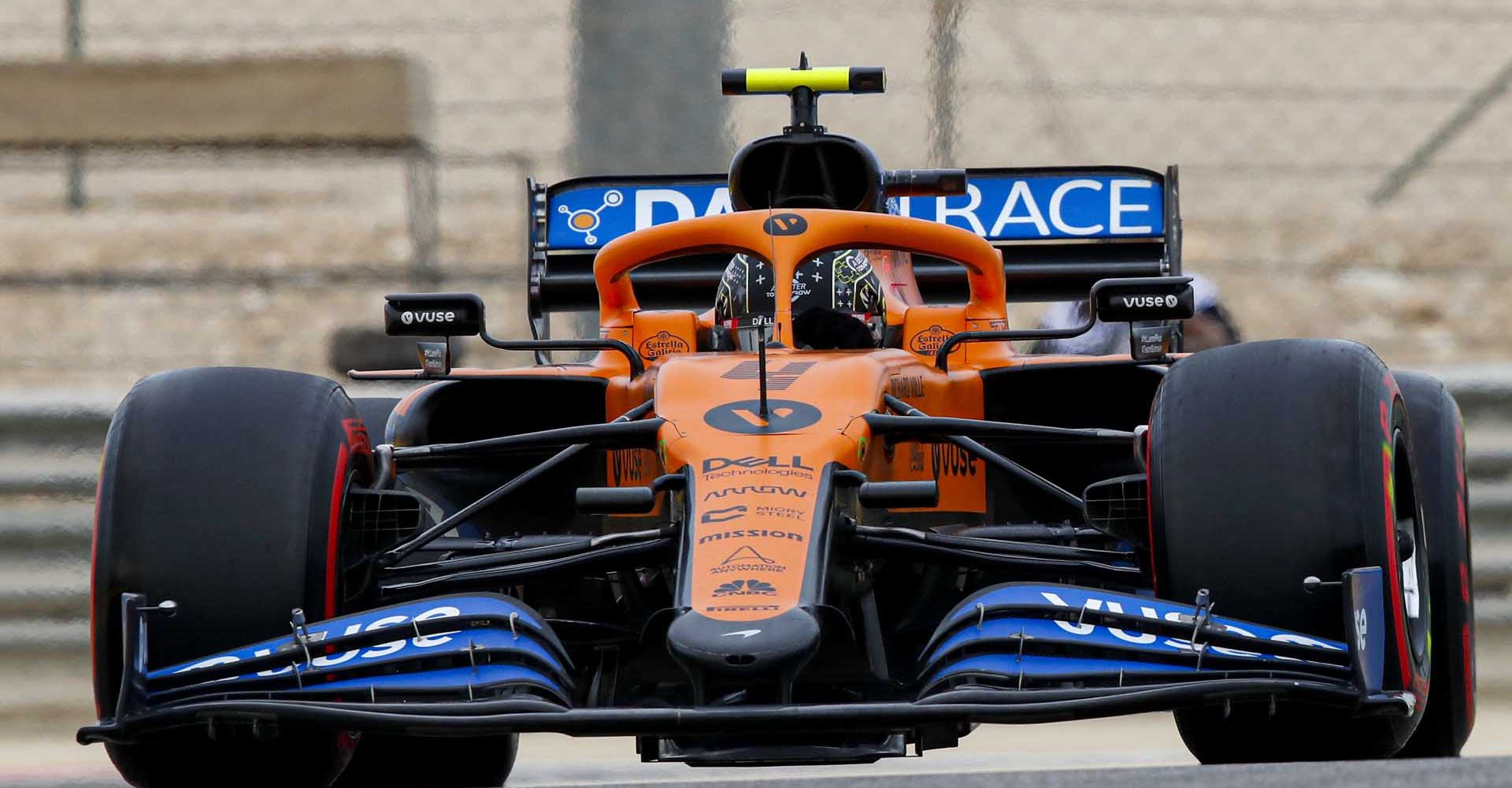 Lando Norris, McLaren MCL35, head-on action