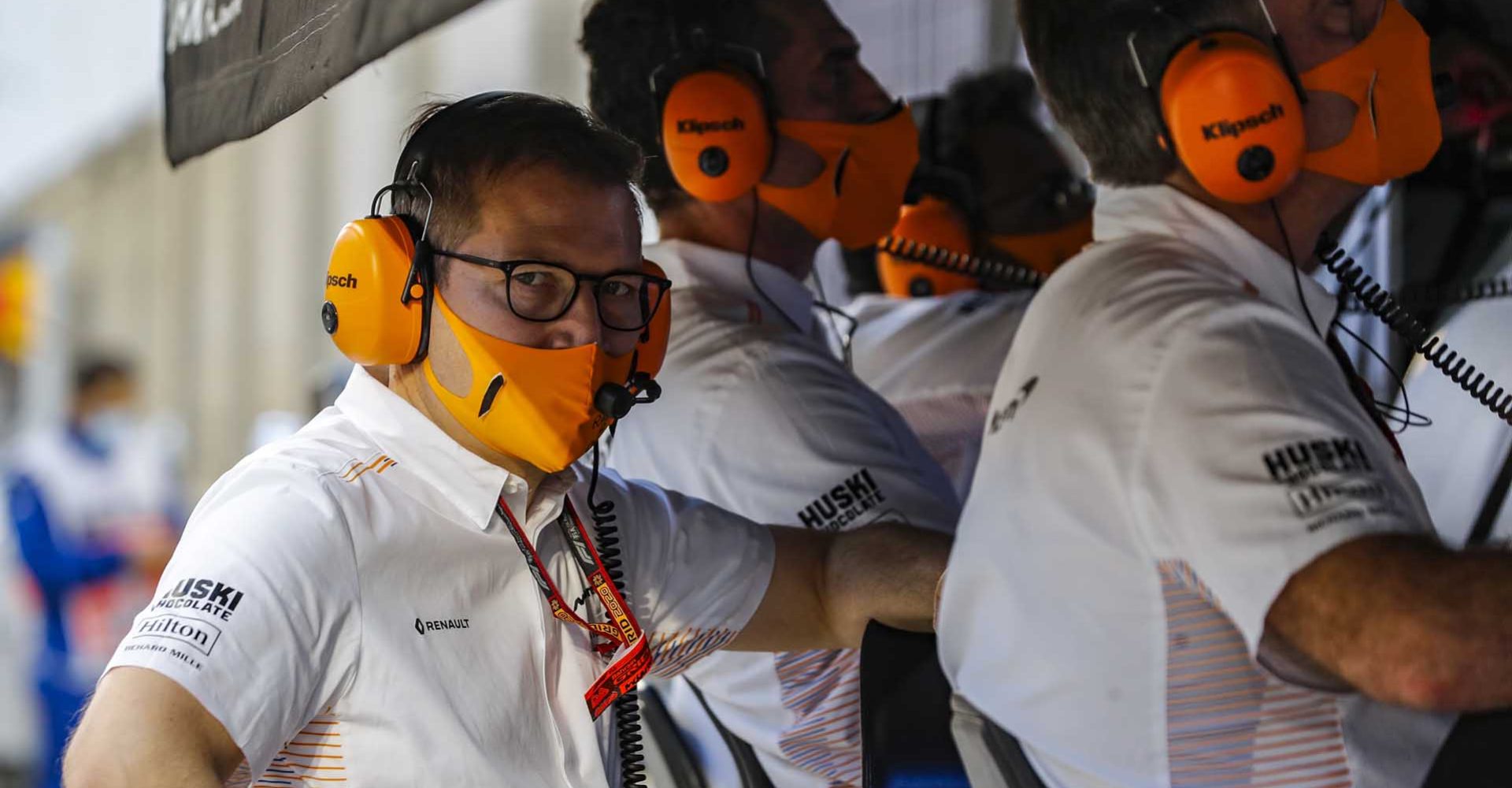 Andreas Seidl, Team Principal, McLaren, on the pit wall