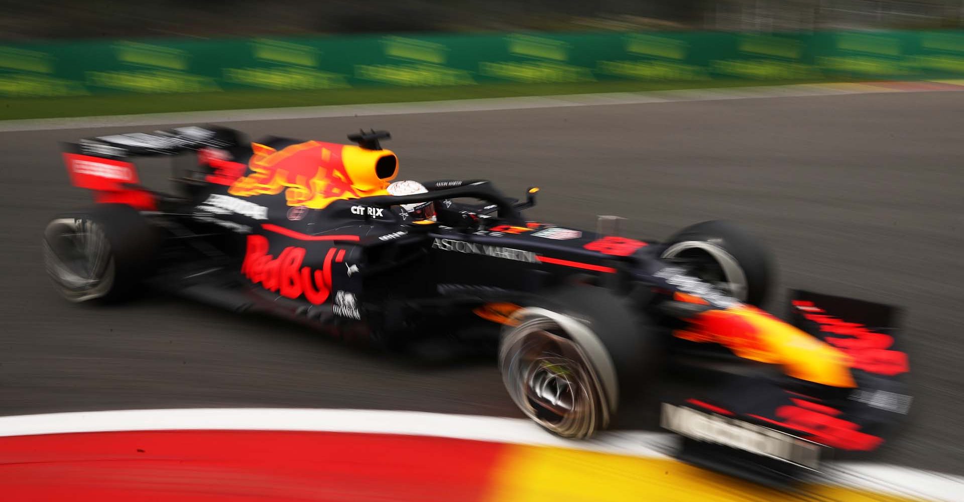 SPA, BELGIUM - AUGUST 28: Max Verstappen of the Netherlands driving the (33) Aston Martin Red Bull Racing RB16 on track during practice for the F1 Grand Prix of Belgium at Circuit de Spa-Francorchamps on August 28, 2020 in Spa, Belgium. (Photo by Francisco Seco/Pool via Getty Images)