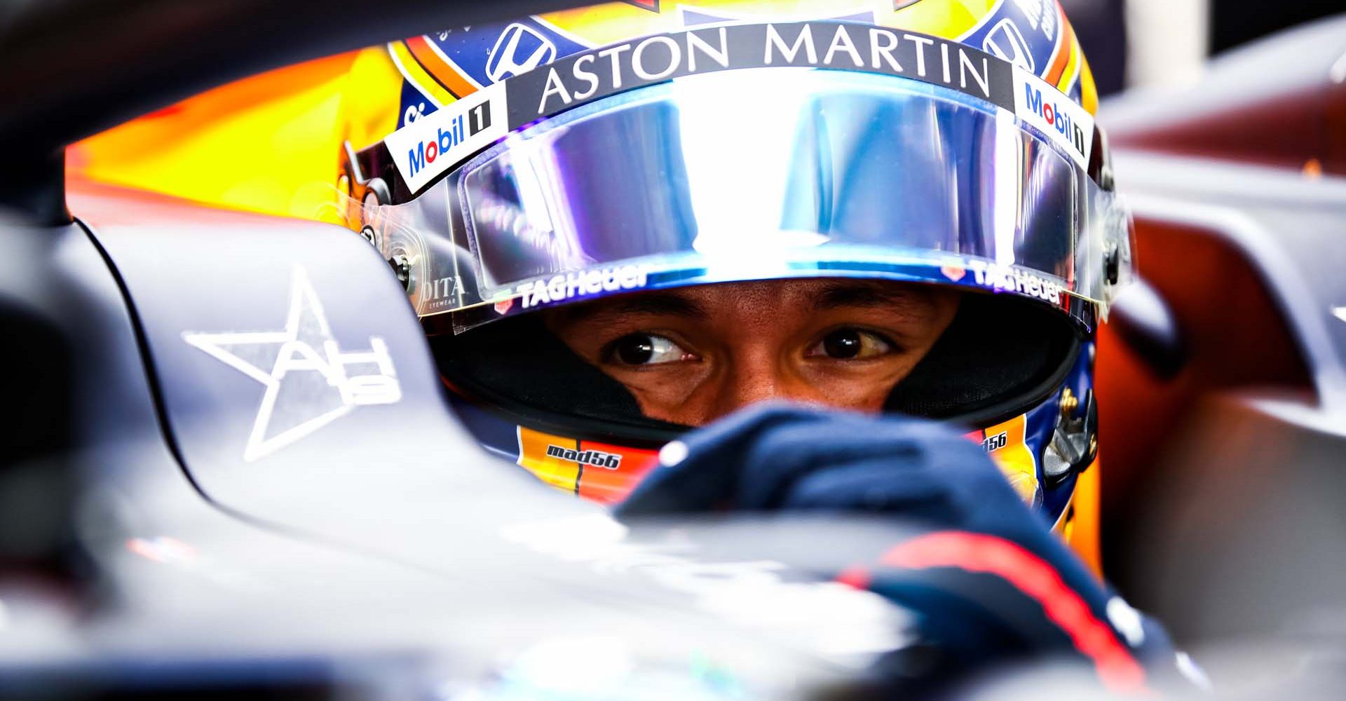 SPA, BELGIUM - AUGUST 28: Alexander Albon of Thailand and Red Bull Racing sits in his car in the garage during practice for the F1 Grand Prix of Belgium at Circuit de Spa-Francorchamps on August 28, 2020 in Spa, Belgium. (Photo by Mark Thompson/Getty Images,)