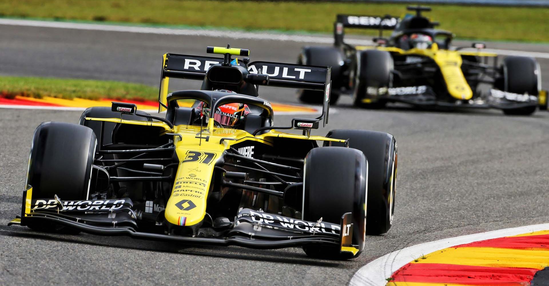 Esteban Ocon (FRA) Renault F1 Team RS20 leads team mate Daniel Ricciardo (AUS) Renault F1 Team RS20.
Belgian Grand Prix, Friday 28th August 2020. Spa-Francorchamps, Belgium.