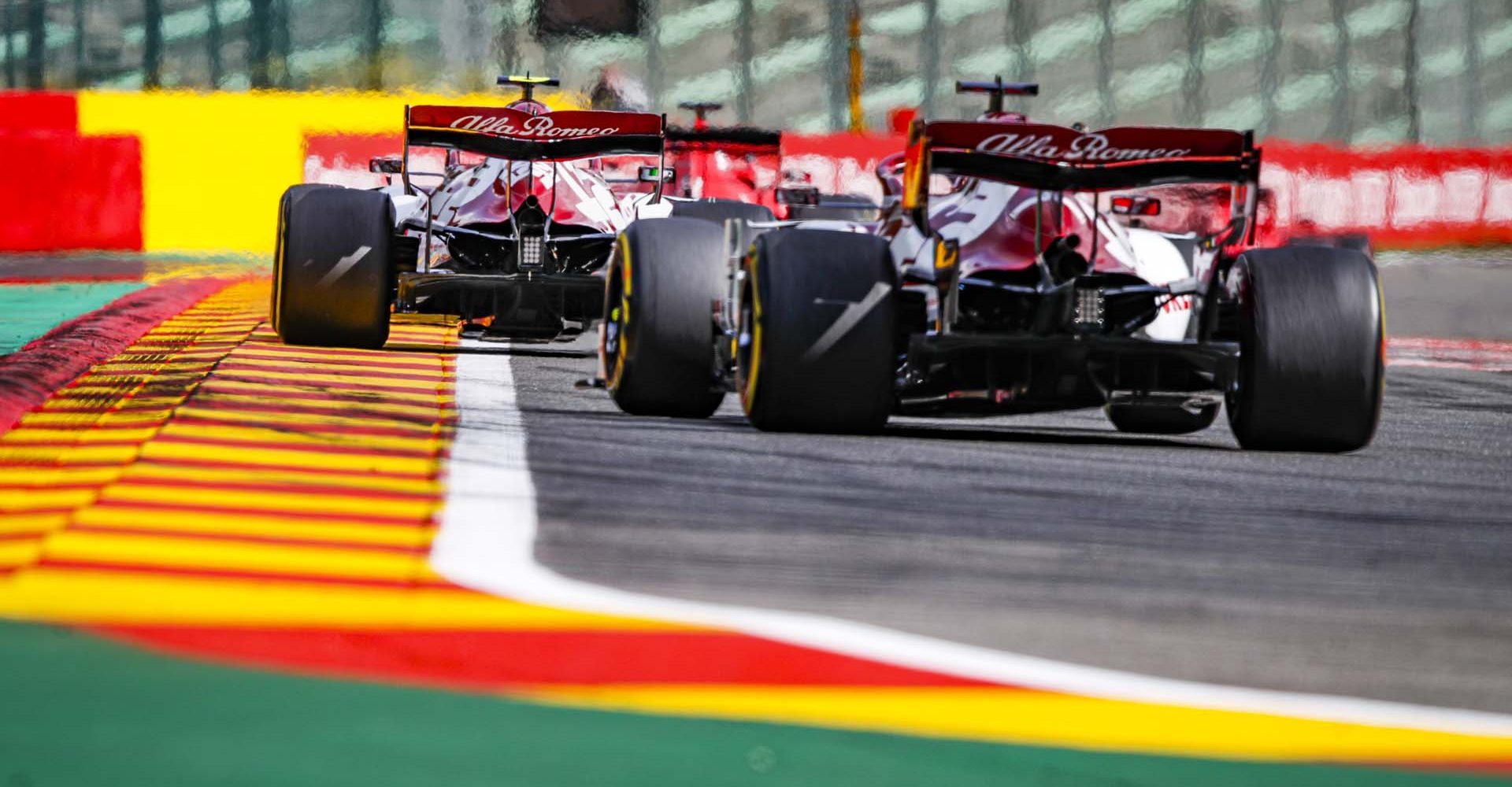 99 GIOVINAZZI Antonio (ita), Alfa Romeo Racing ORLEN C39, 07 RAIKKONEN Kimi (fin), Alfa Romeo Racing ORLEN C39, action during the Formula 1 Rolex Belgian Grand Prix 2020, from August 28 to 30, 2020 on the Circuit de Spa-Francorchamps, in Stavelot, near Liège, Belgium - Photo Florent Gooden / DPPI