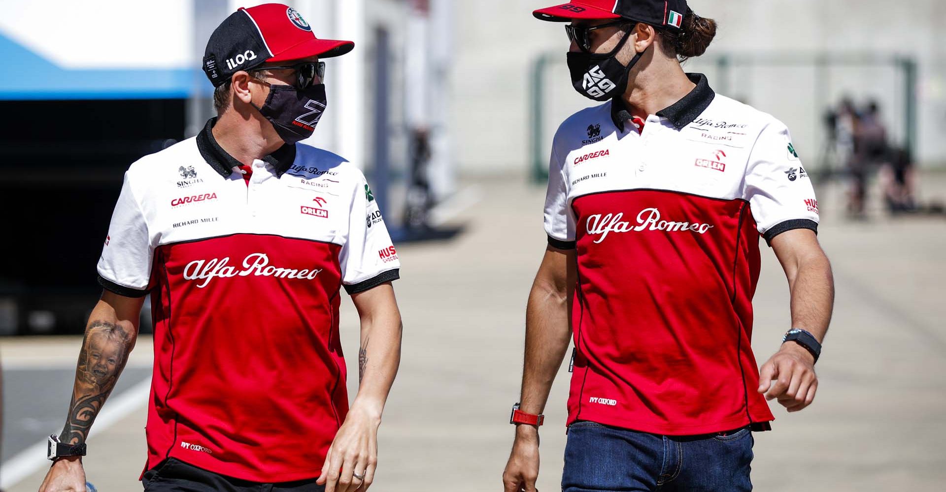 RAIKKONEN Kimi Räikkönen (fin), Alfa Romeo Racing ORLEN C39, GIOVINAZZI Antonio (ita), Alfa Romeo Racing ORLEN C39, portrait during the Formula 1 Pirelli British Grand Prix 2020, from July 31 to August 02, 2020 on the Silverstone Circuit, in Silverstone, United Kingdom - Photo Florent Gooden / DPPI