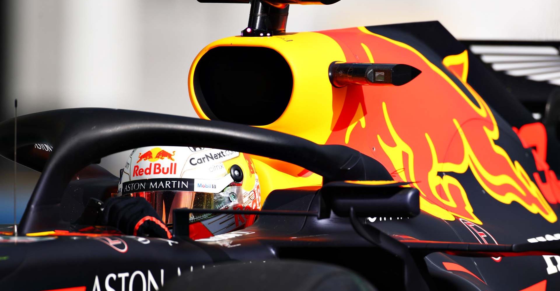 NUERBURG, GERMANY - OCTOBER 10: Max Verstappen of the Netherlands driving the (33) Aston Martin Red Bull Racing RB16 in the Pitlane during final practice ahead of the F1 Eifel Grand Prix at Nuerburgring on October 10, 2020 in Nuerburg, Germany. (Photo by Mark Thompson/Getty Images)