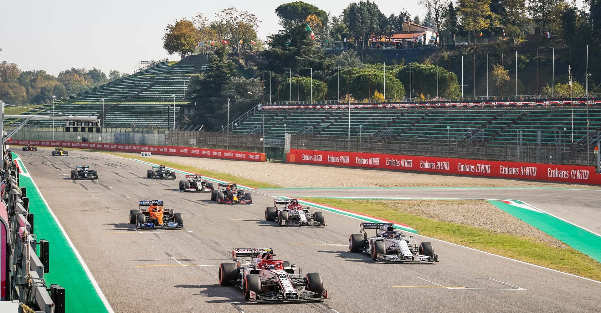 start practice 99 GIOVINAZZI Antonio (ita), Alfa Romeo Racing ORLEN C39, action during the Formula 1 Emirates Gran Premio Dell'emilia Romagna 2020, Emilia Romagna Grand Prix, from October 31 to November 1, 2020 on the Autodromo Internazionale Enzo e Dino Ferrari, in Imola, Italy - Photo Antonin Vincent / DPPI