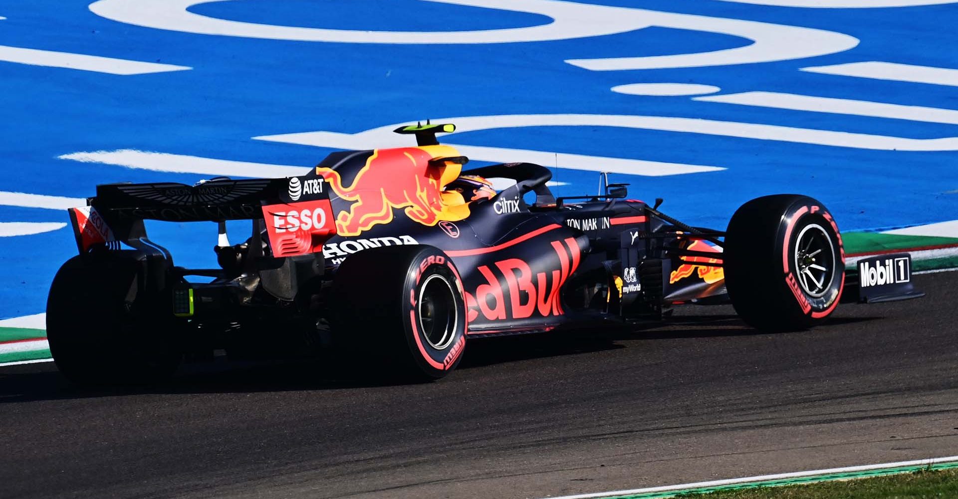 IMOLA, ITALY - OCTOBER 31: Alexander Albon of Thailand driving the (23) Aston Martin Red Bull Racing RB16 on track during practice ahead of the F1 Grand Prix of Emilia Romagna at Autodromo Enzo e Dino Ferrari on October 31, 2020 in Imola, Italy. (Photo by Miguel Medina - Pool/Getty Images)