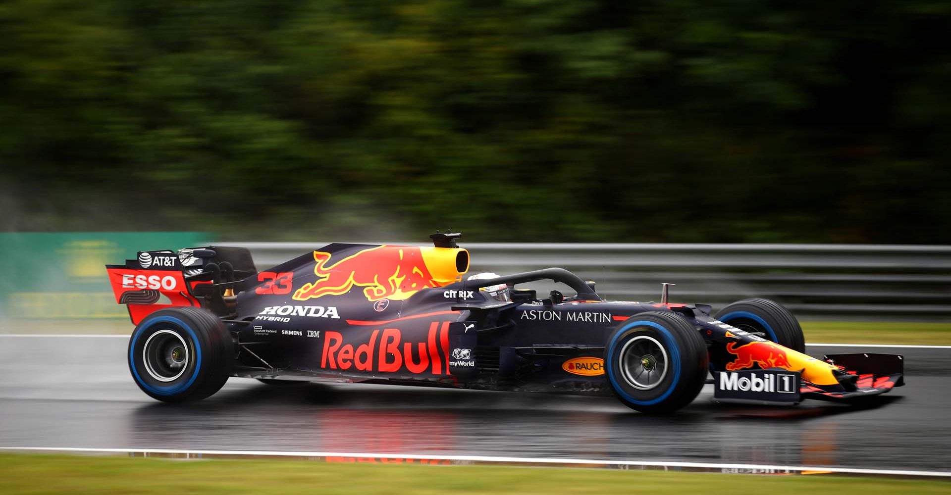 BUDAPEST, HUNGARY - JULY 17: Max Verstappen of the Netherlands driving the (33) Aston Martin Red Bull Racing RB16 on track during practice for the F1 Grand Prix of Hungary at Hungaroring on July 17, 2020 in Budapest, Hungary. (Photo by Bryn Lennon/Getty Images) // Getty Images / Red Bull Content Pool  // AP-24NJDVR792111 // Usage for editorial use only //