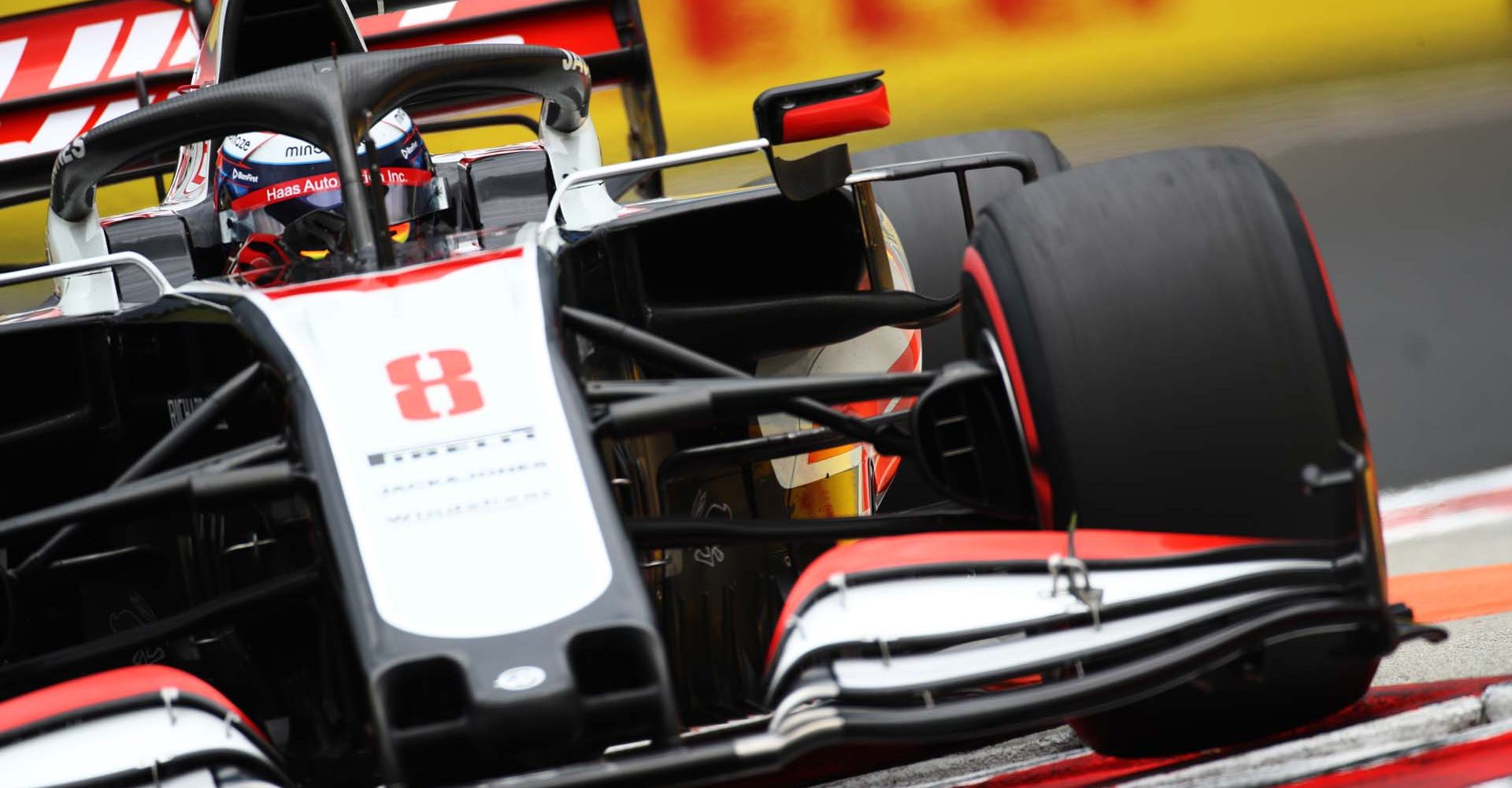 BUDAPEST, HUNGARY - JULY 18: Romain Grosjean of France driving the (8) Haas F1 Team VF-20 Ferrari on track during final practice for the F1 Grand Prix of Hungary at Hungaroring on July 18, 2020 in Budapest, Hungary. (Photo by Mark Thompson/Getty Images)