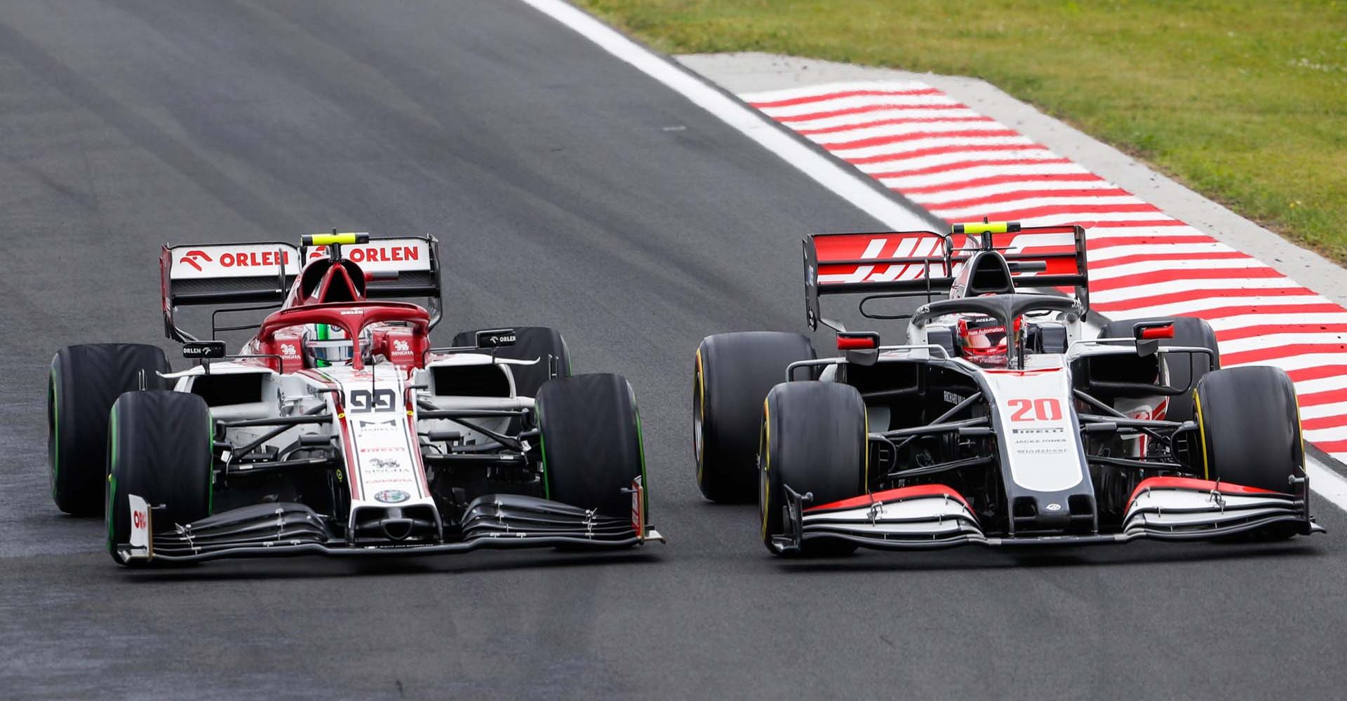 20 MAGNUSSEN Kevin (dnk), Haas F1 Team VF-20 Ferrari, 99 GIOVINAZZI Antonio (ita), Alfa Romeo Racing C39, action during the Formula 1 Aramco Magyar Nagydij 2020, Hungarian Grand Prix from July 17 to 19, 2020 on the Hungaroring, in Budapest, Hungary - Photo Antonin Vincent / DPPI