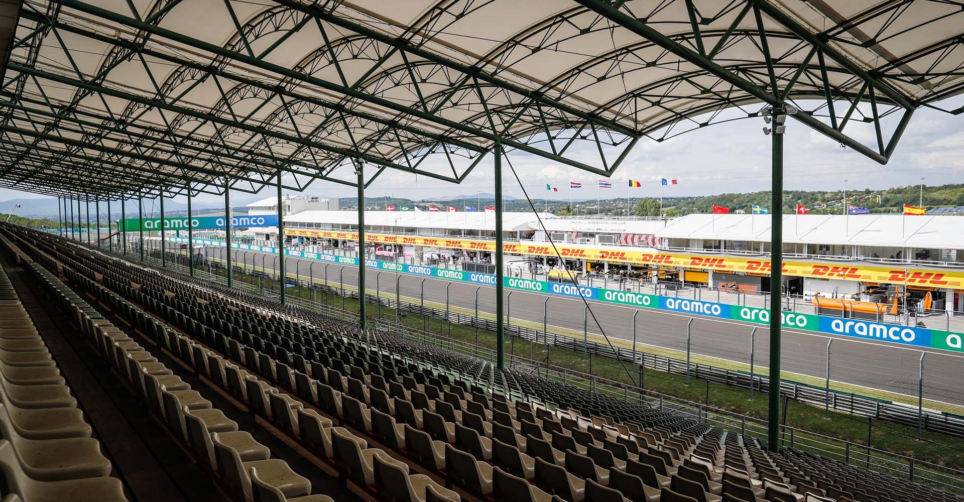 empty grandstands, gradins, during the Formula 1 Aramco Magyar Nagydij 2020, Hungarian Grand Prix from July 17 to 19, 2020 on the Hungaroring, in Budapest, Hungary - Photo Antonin Vincent / DPPI