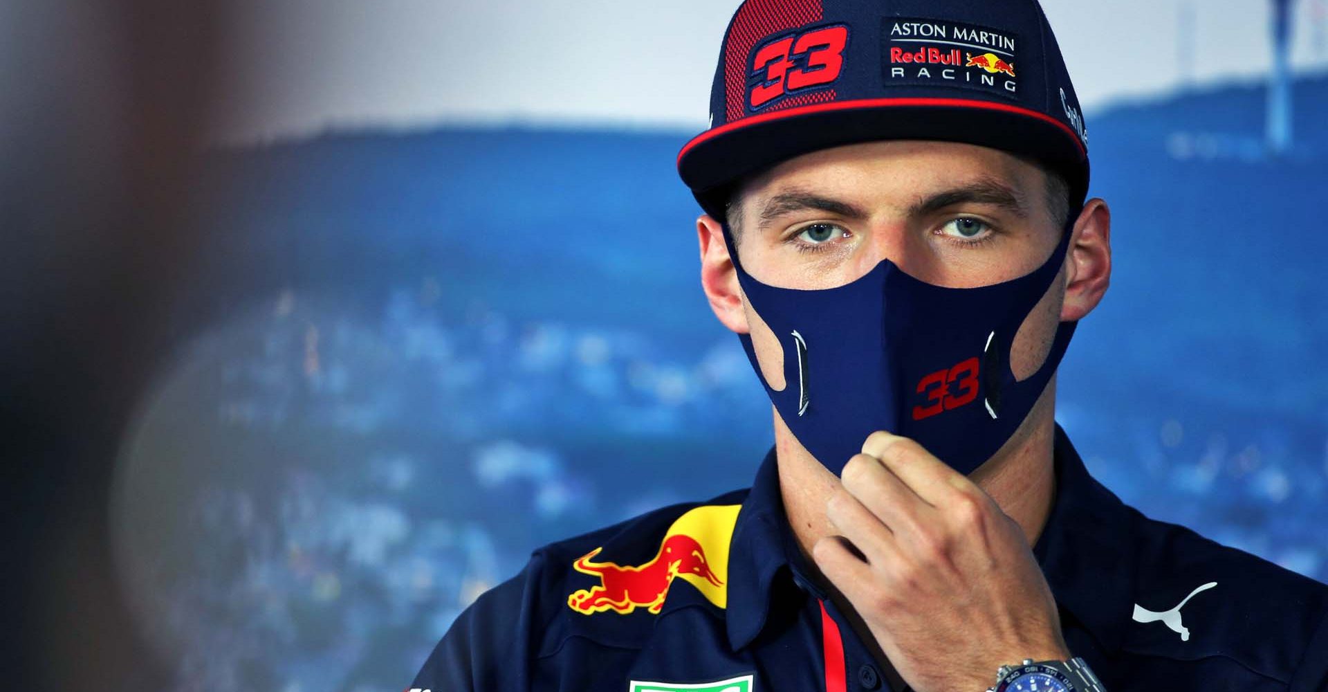 BUDAPEST, HUNGARY - JULY 16: Max Verstappen of Netherlands and Red Bull Racing talks in the Drivers Press Conference during previews for the F1 Grand Prix of Hungary at Hungaroring on July 16, 2020 in Budapest, Hungary. (Photo by Laurent Charniaux/Pool via Getty Images) // Getty Images / Red Bull Content Pool  // AP-24N88WX6N1W11 // Usage for editorial use only //