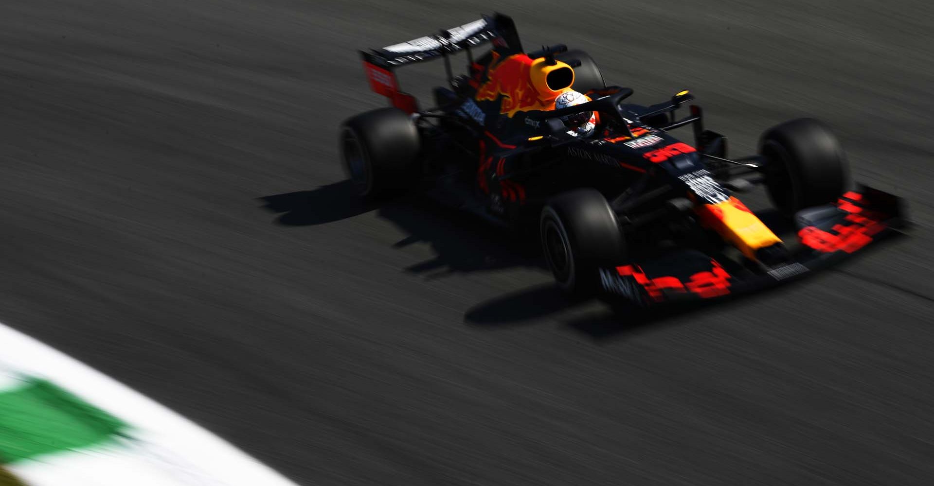 MONZA, ITALY - SEPTEMBER 04: Max Verstappen of the Netherlands driving the (33) Aston Martin Red Bull Racing RB16 during practice for the F1 Grand Prix of Italy at Autodromo di Monza on September 04, 2020 in Monza, Italy. (Photo by Rudy Carezzevoli/Getty Images)