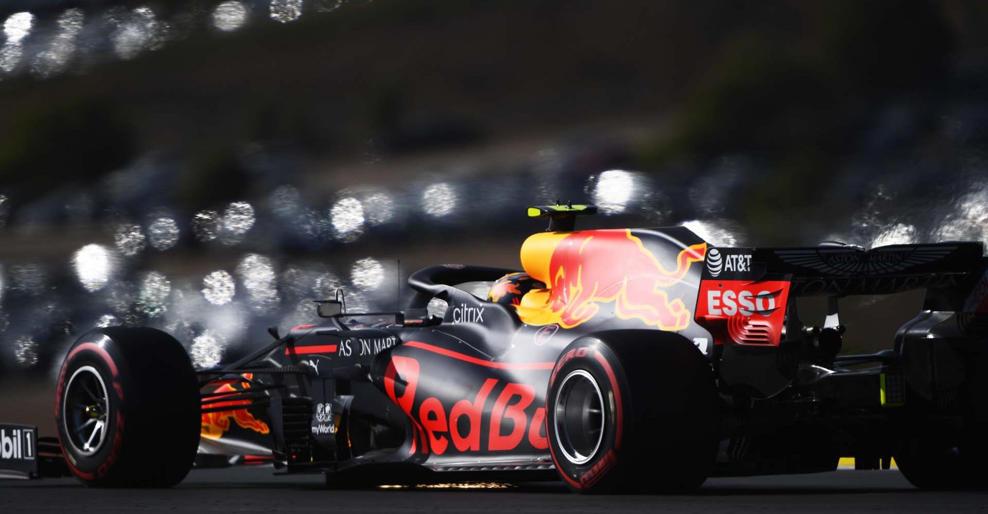 PORTIMAO, PORTUGAL - OCTOBER 24: Alexander Albon of Thailand driving the (23) Aston Martin Red Bull Racing RB16 on track during qualifying ahead of the F1 Grand Prix of Portugal at Autodromo Internacional do Algarve on October 24, 2020 in Portimao, Portugal. (Photo by Rudy Carezzevoli/Getty Images)