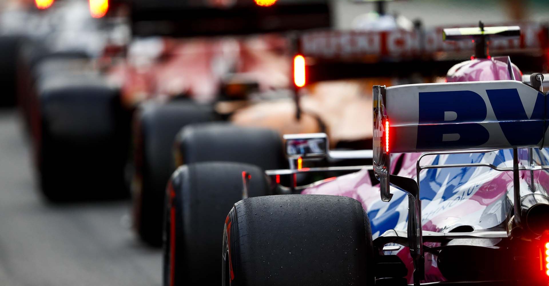 Lance Stroll, Racing Point RP20, in the pit lane