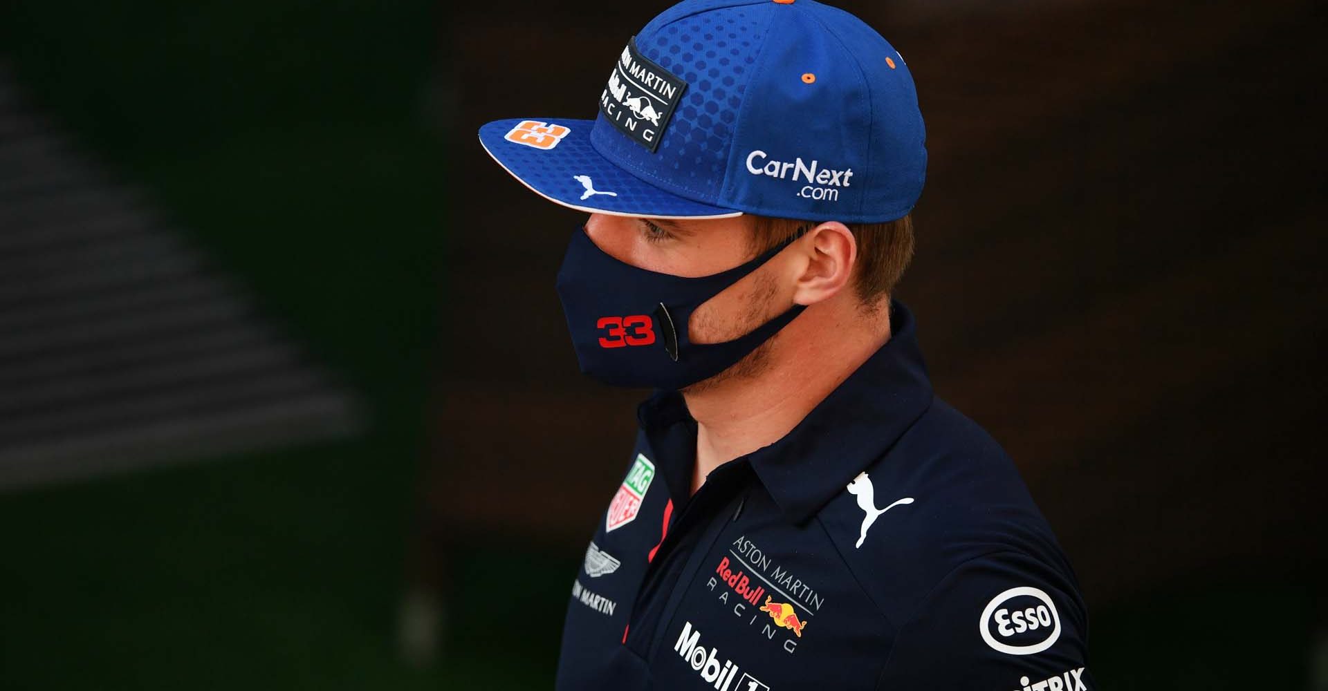 SOCHI, RUSSIA - SEPTEMBER 24: Max Verstappen of Netherlands and Red Bull Racing walks in the Paddock during previews ahead of the F1 Grand Prix of Russia at Sochi Autodrom on September 24, 2020 in Sochi, Russia. (Photo by Dan Mullan/Getty Images)