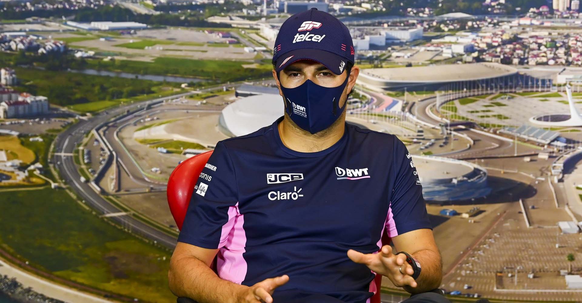 Sergio Perez, Racing Point in the press conference