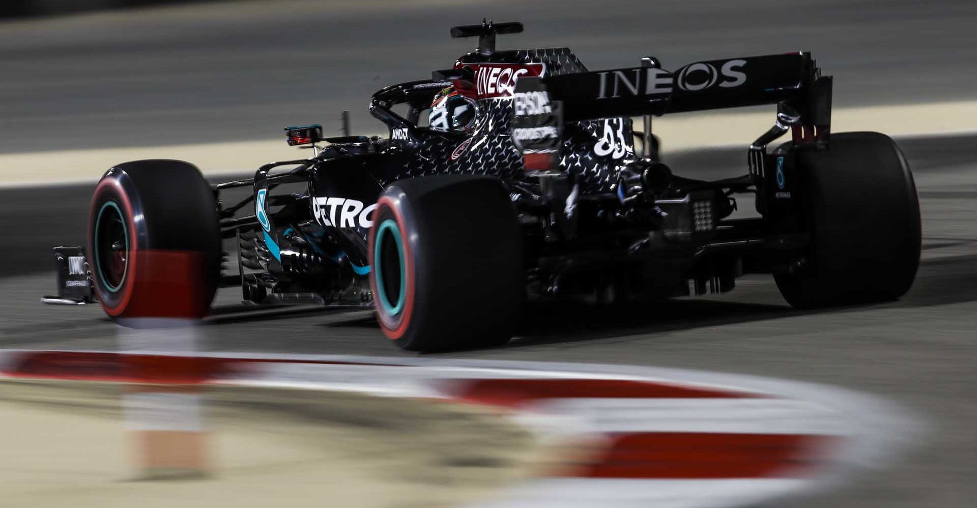 BAHRAIN INTERNATIONAL CIRCUIT, BAHRAIN - DECEMBER 04: George Russell, Mercedes F1 W11 EQ Performance during the Sakhir GP at Bahrain International Circuit on Friday December 04, 2020 in Sakhir, Bahrain. (Photo by Zak Mauger / LAT Images)