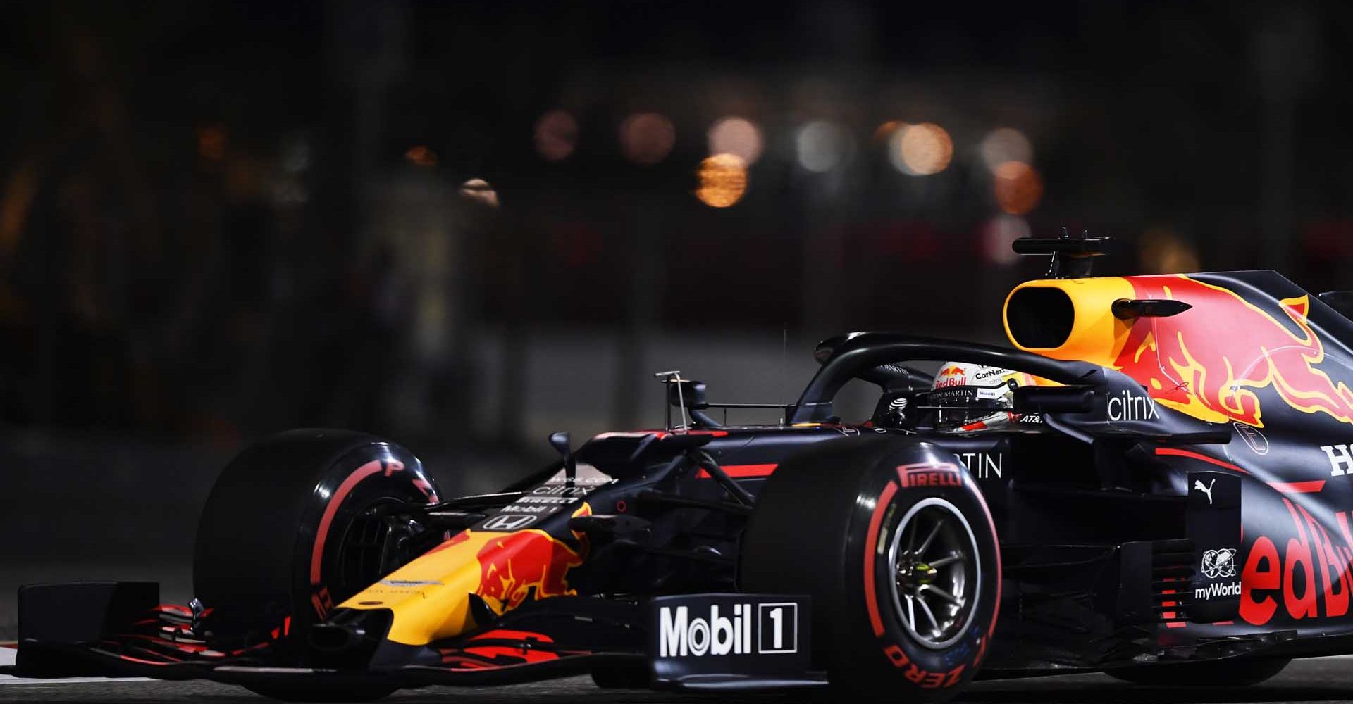 BAHRAIN, BAHRAIN - DECEMBER 04: Max Verstappen of the Netherlands driving the (33) Aston Martin Red Bull Racing RB16 on track during practice ahead of the F1 Grand Prix of Sakhir at Bahrain International Circuit on December 04, 2020 in Bahrain, Bahrain. (Photo by Rudy Carezzevoli/Getty Images)