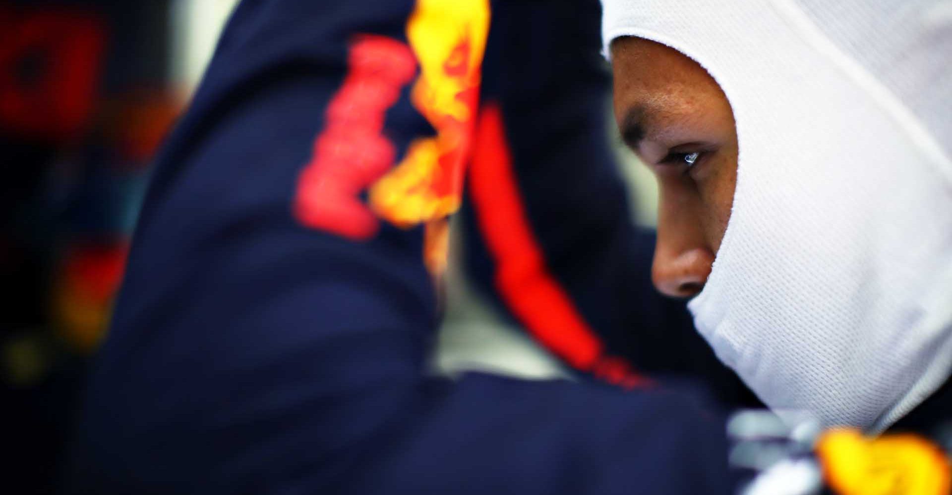 BAHRAIN, BAHRAIN - DECEMBER 05: Alexander Albon of Thailand and Red Bull Racing prepares to drive in the garage during final practice ahead of the F1 Grand Prix of Sakhir at Bahrain International Circuit on December 05, 2020 in Bahrain, Bahrain. (Photo by Mark Thompson/Getty Images)