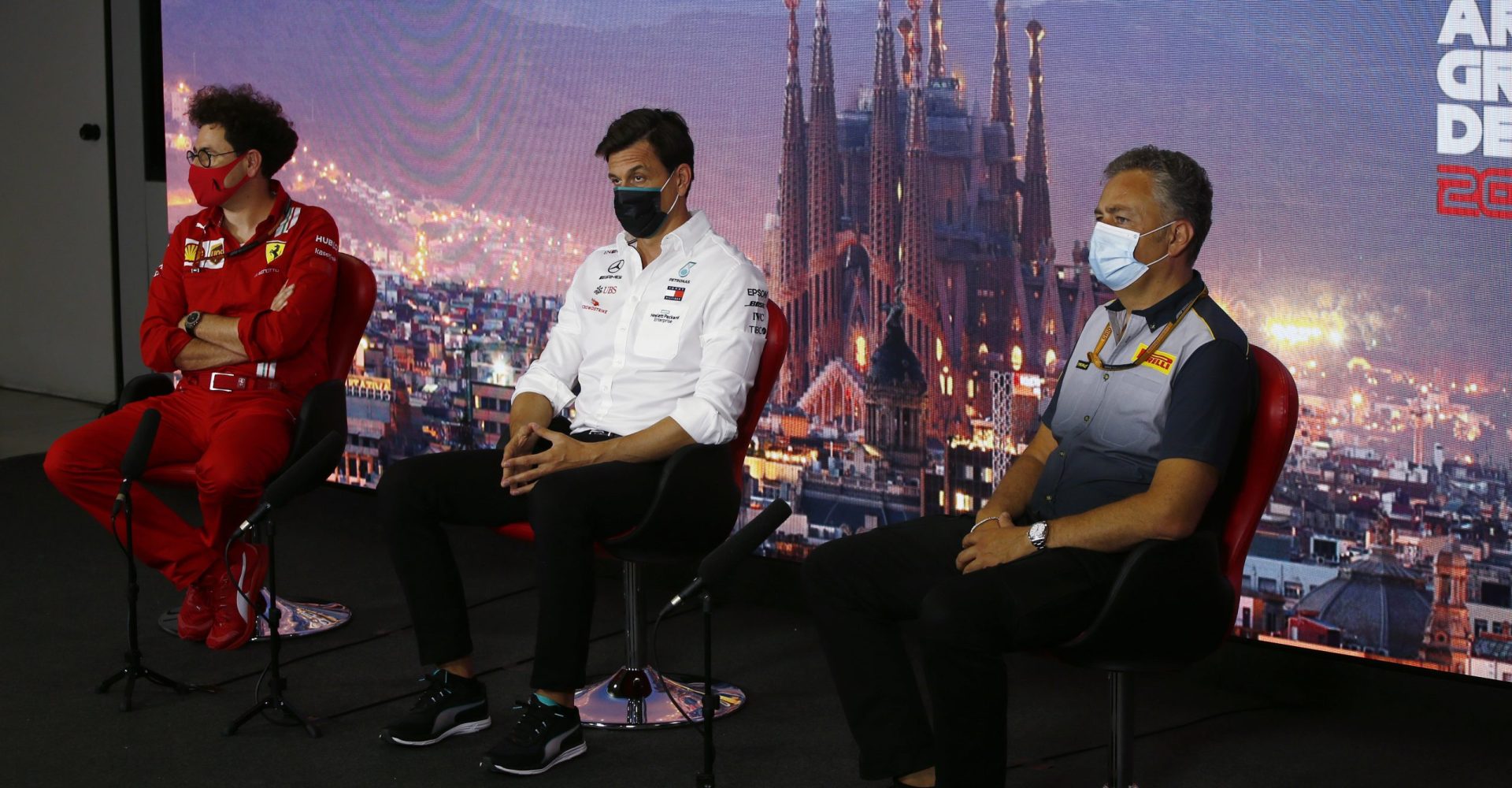 Mattia Binotto Toto Wolff Mario Isola Press conference