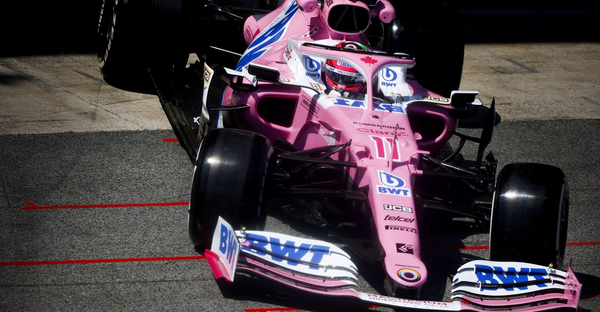 Sergio Perez, Racing Point RP20, leaves the garage