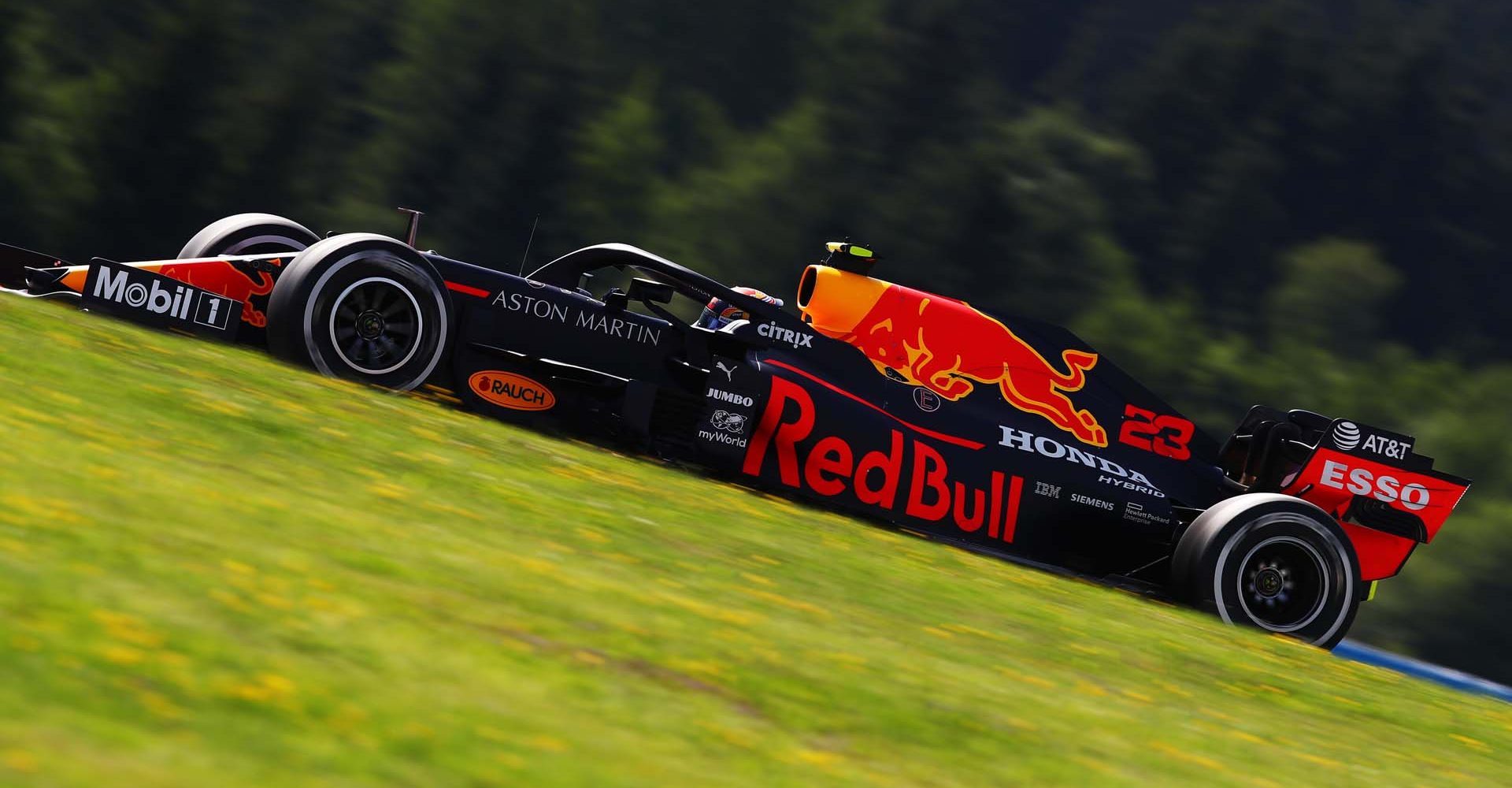 SPIELBERG, AUSTRIA - JULY 10: Alexander Albon of Thailand driving the (23) Aston Martin Red Bull Racing RB16 on track during practice for the F1 Grand Prix of Styria at Red Bull Ring on July 10, 2020 in Spielberg, Austria. (Photo by Mark Thompson/Getty Images) // Getty Images / Red Bull Content Pool  // AP-24KAAF4RD2111 // Usage for editorial use only //