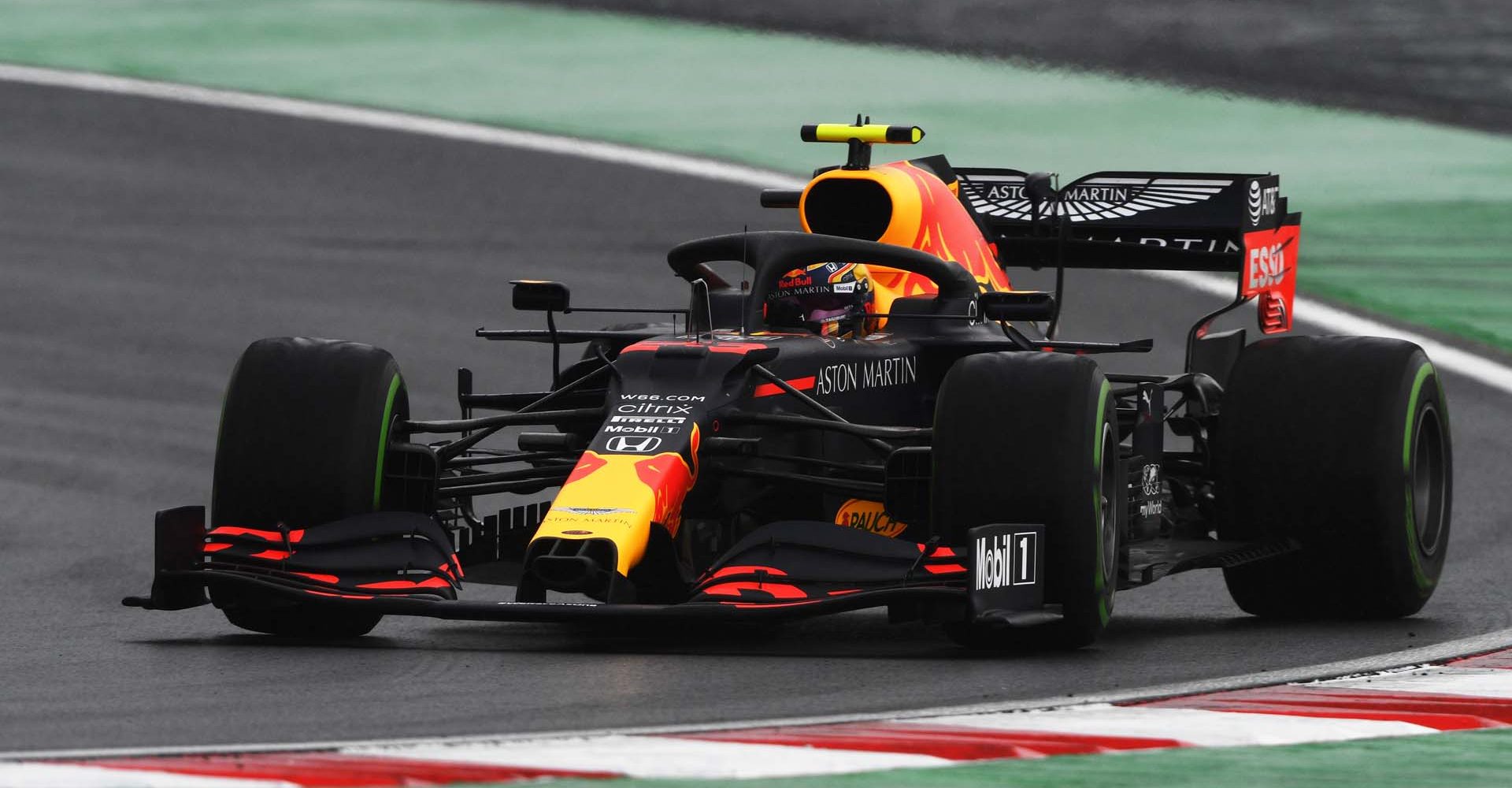 ISTANBUL, TURKEY - NOVEMBER 14: Alexander Albon of Thailand driving the (23) Aston Martin Red Bull Racing RB16 on track during final practice ahead of the F1 Grand Prix of Turkey at Intercity Istanbul Park on November 14, 2020 in Istanbul, Turkey. (Photo by Rudy Carezzevoli/Getty Images)