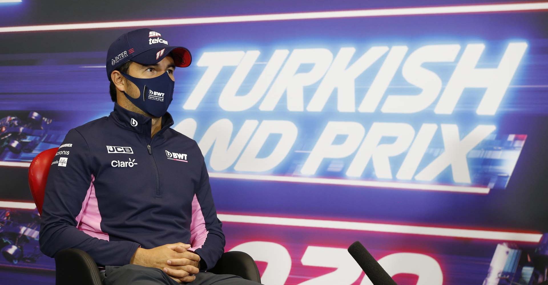 Sergio Perez, Racing Point, in the press conference