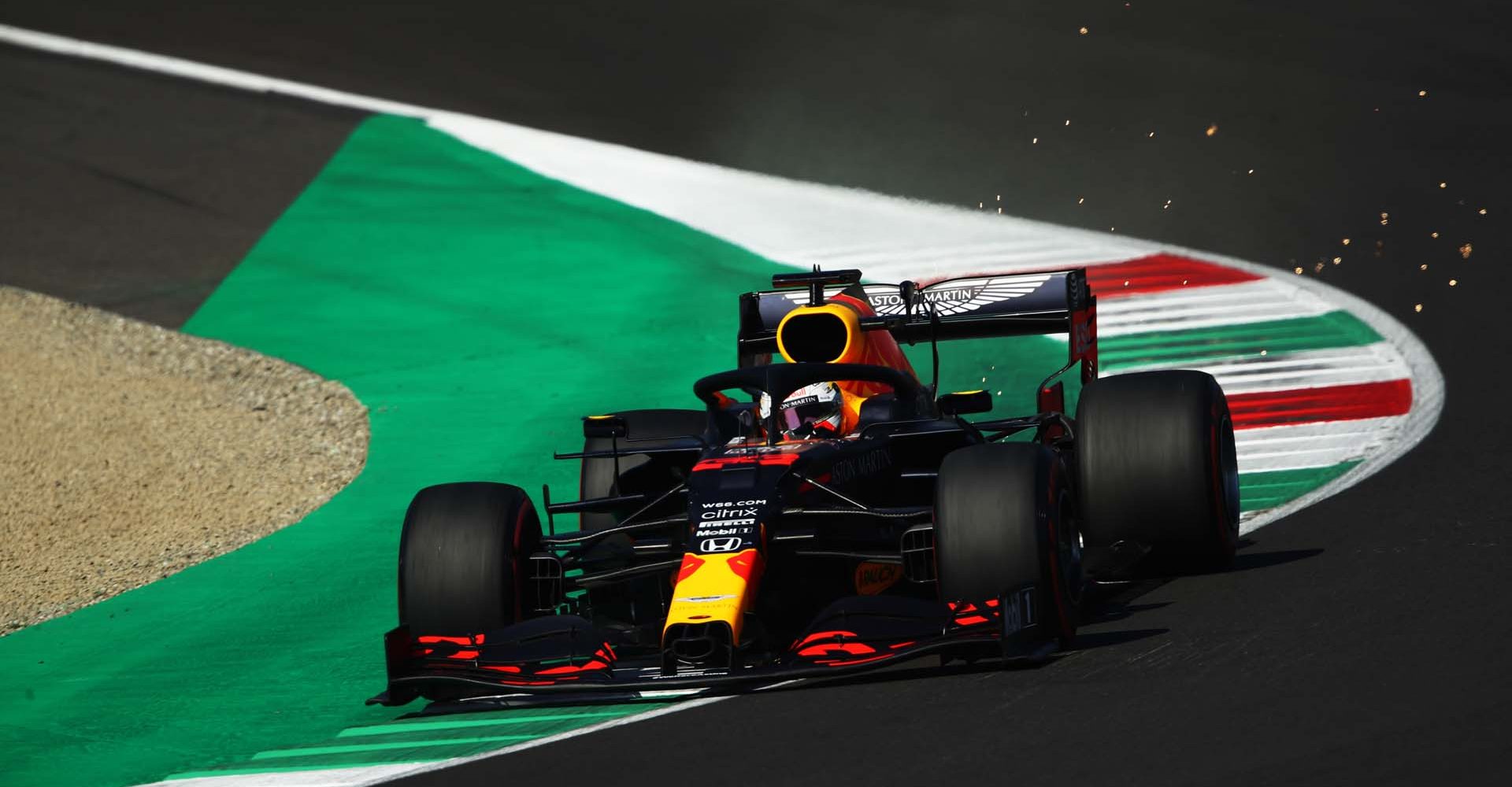 SCARPERIA, ITALY - SEPTEMBER 12: Max Verstappen of the Netherlands driving the (33) Aston Martin Red Bull Racing RB16 on track during qualifying for the F1 Grand Prix of Tuscany at Mugello Circuit on September 12, 2020 in Scarperia, Italy. (Photo by Bryn Lennon/Getty Images)