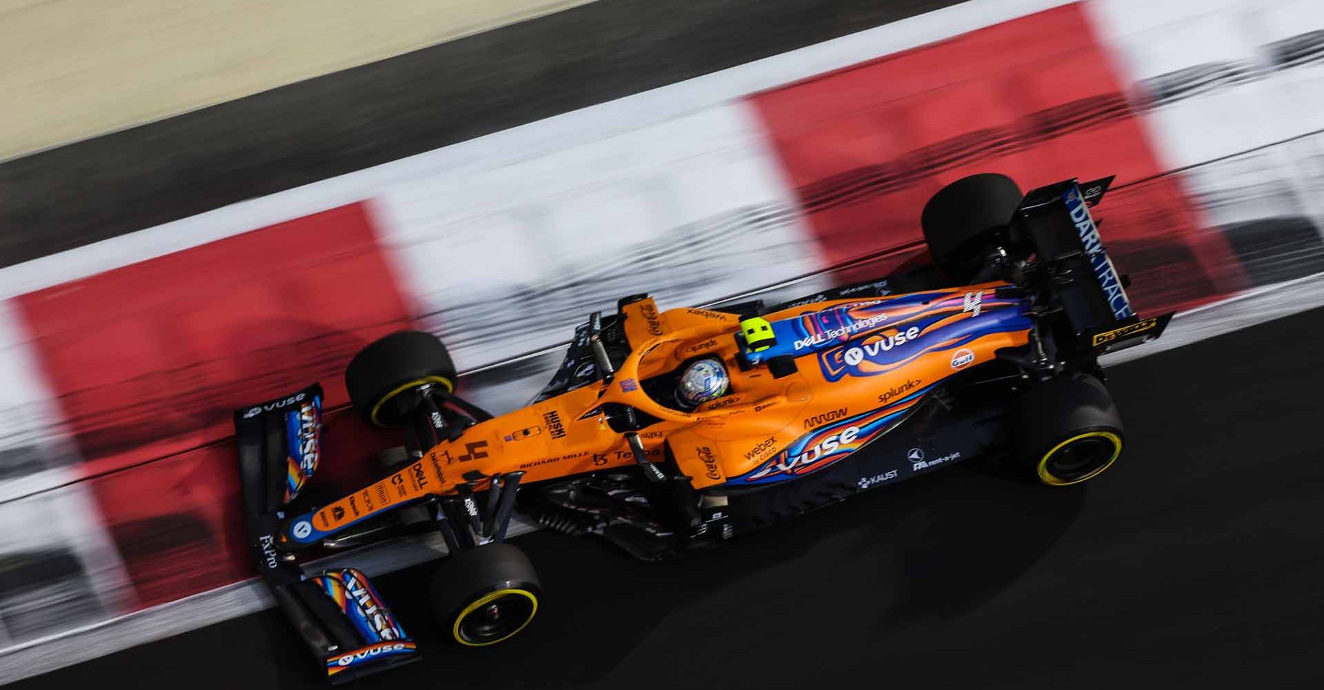 Lando Norris, McLaren MCL35M above