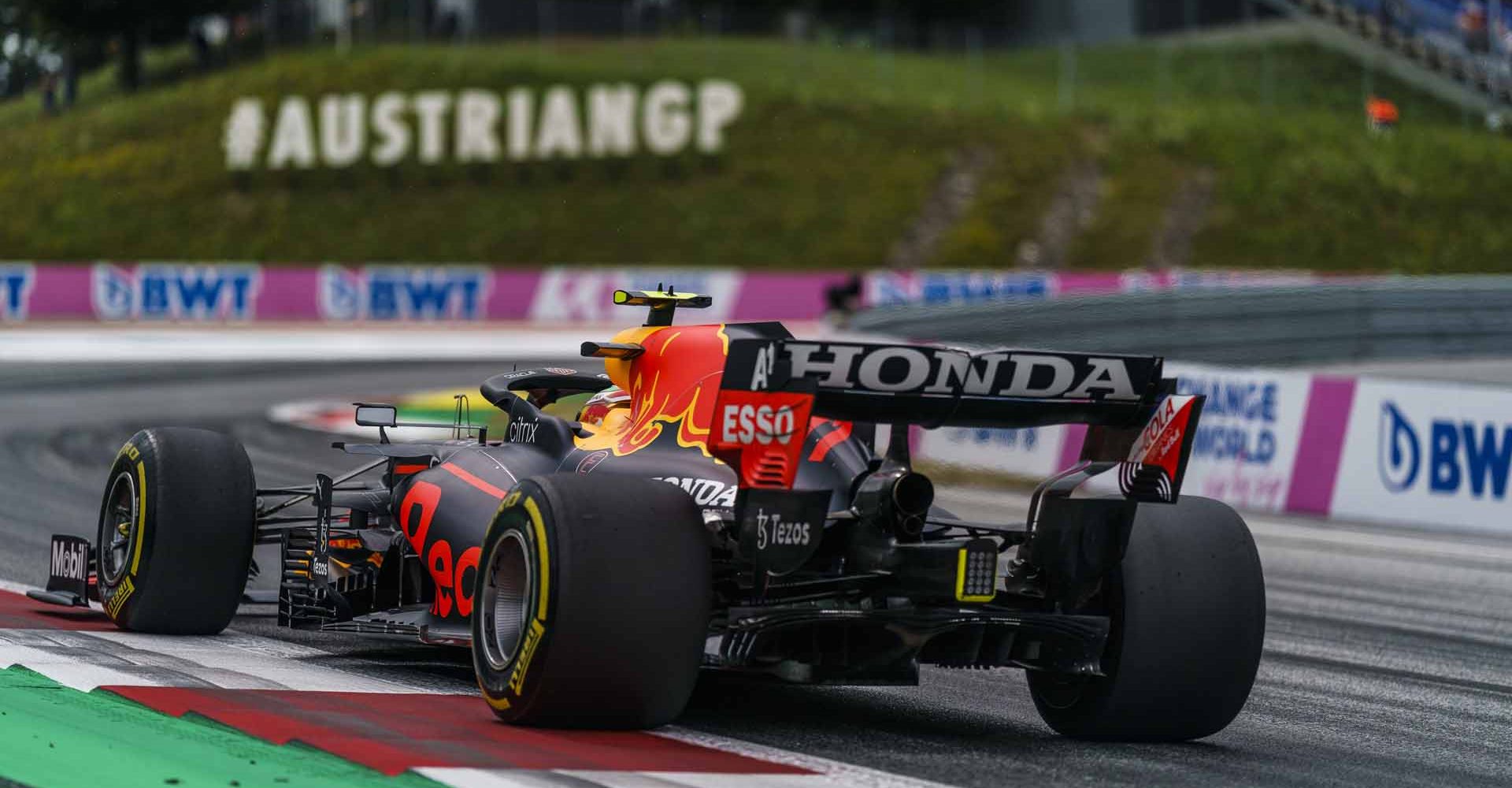 Sergio Perez races during the FIA Formula One World Championship 2021 in Spielberg, Austria on July 2, 2021