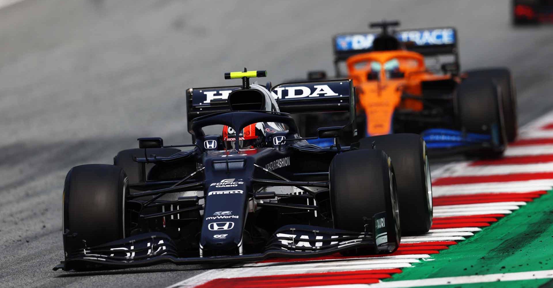 SPIELBERG, AUSTRIA - JULY 04: Pierre Gasly of France driving the (10) Scuderia AlphaTauri AT02 Honda during the F1 Grand Prix of Austria at Red Bull Ring on July 04, 2021 in Spielberg, Austria. (Photo by Clive Rose/Getty Images)