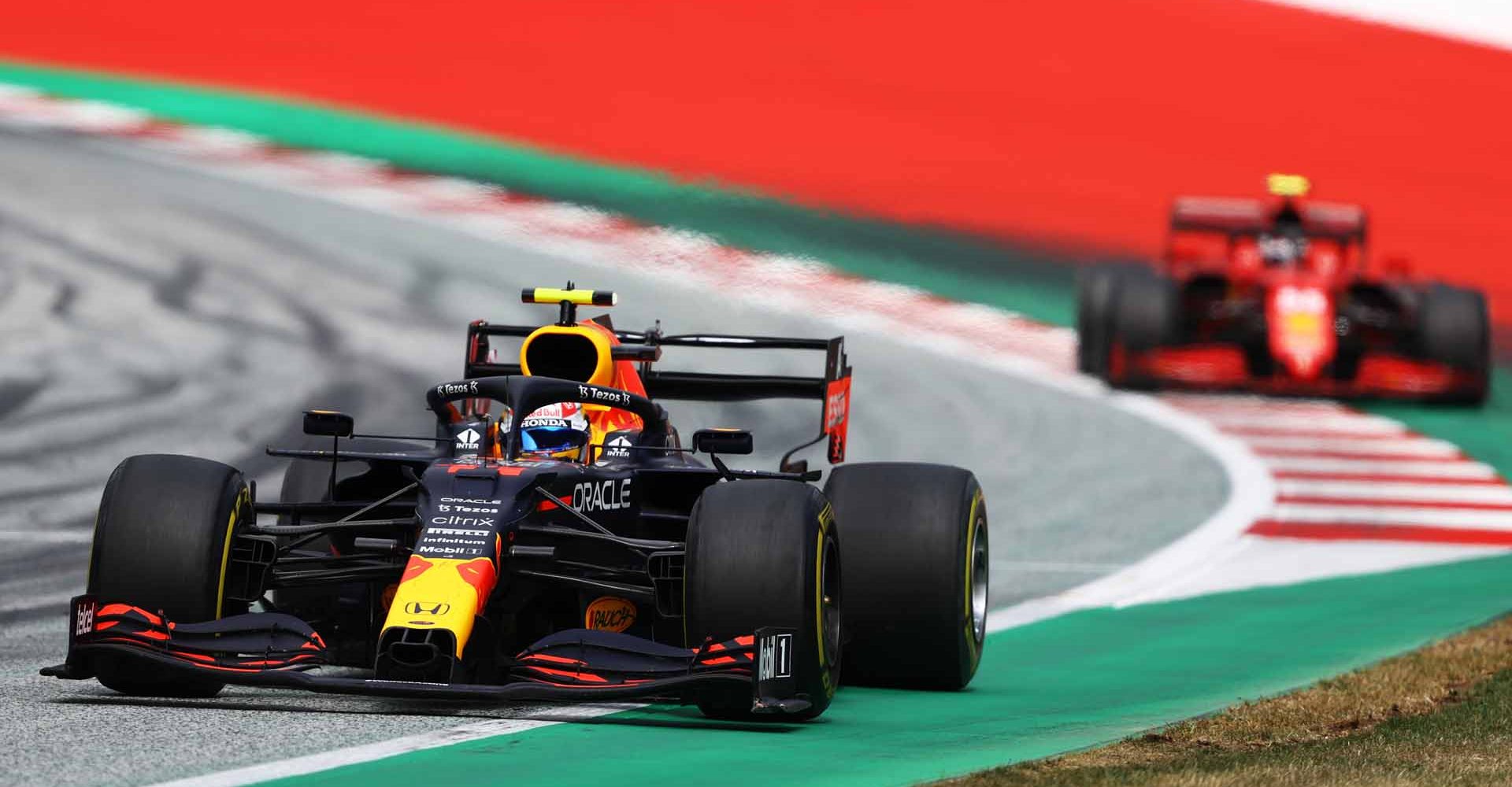 SPIELBERG, AUSTRIA - JULY 04: Sergio Perez of Mexico driving the (11) Red Bull Racing RB16B Honda during the F1 Grand Prix of Austria at Red Bull Ring on July 04, 2021 in Spielberg, Austria. (Photo by Bryn Lennon/Getty Images)