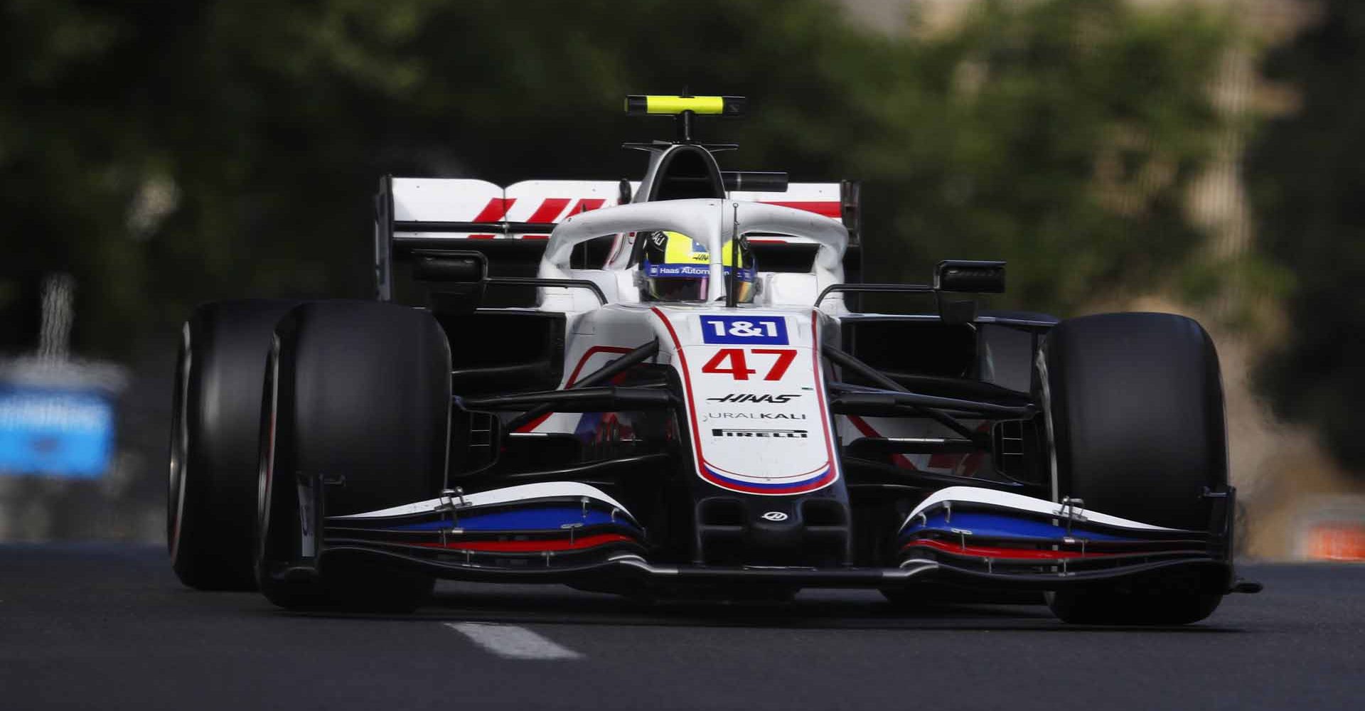 BAKU CITY CIRCUIT, AZERBAIJAN - JUNE 06: Mick Schumacher, Haas VF-21 during the Azerbaijan GP at Baku City Circuit on Sunday June 06, 2021 in Baku, Azerbaijan. (Photo by Zak Mauger / LAT Images)